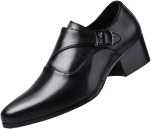 Mens Elevator Shoes Invisible Height Increase Pointed Toe Business Dress Oxfords Office Shoes for Taller Men