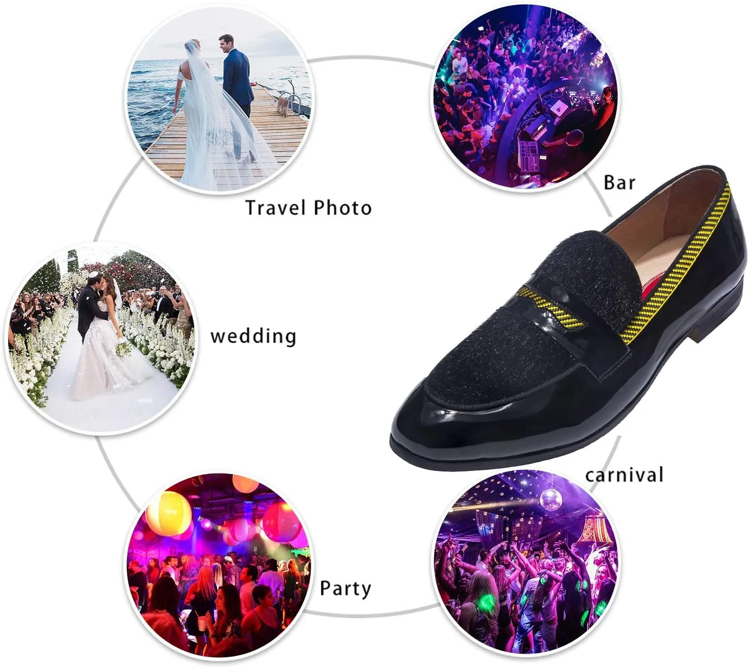 Men's Fashion Formal Leather Loafers and Wedding Dress Shoes for Men with Yellow Plaid, Penny Slip-On Smoking Luxury Men Shoes (Black)