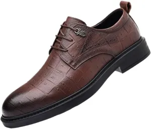 Mens Fashion Oxford Shoes Pointed Toe Dress Shoes for Men Business Party Lace Up(Brown,8.5)