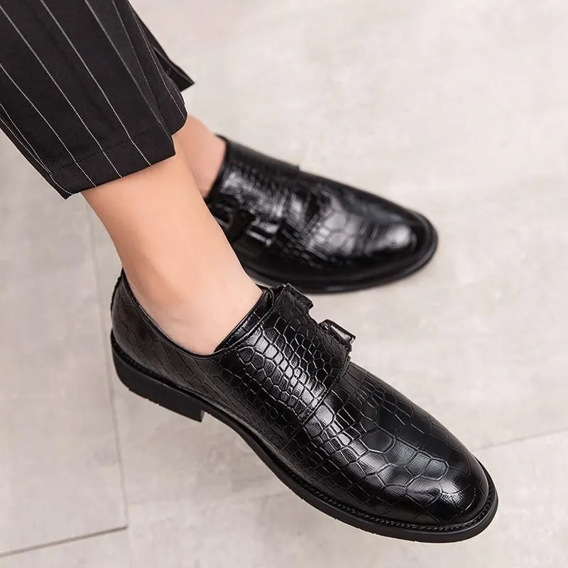 Men's Genuine Leather Oxford Shoes, Luxury Slip-On Dress Shoes, Leather Brogues for Wedding, Formal Dress Loafers for Men