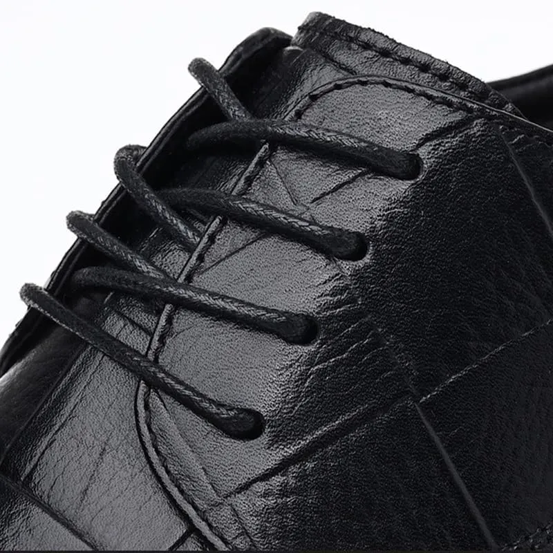 Men's Genuine Leather Oxford Shoes Men Business Casual Lace Up Dress Shoes Non-Slip Waterproof Chunky Heel Derby Shoes(8)