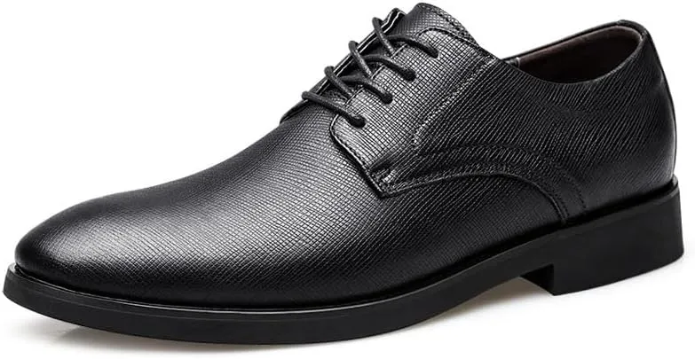 Men's Genuine Leather Oxford Shoes Mens Comfortable Soft Oxford Business Formal Derby Lightweight Sneakers Shoes(Black,8)