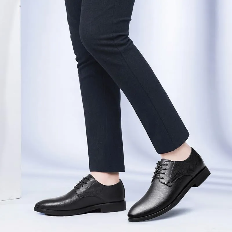 Men's Genuine Leather Oxford Shoes Mens Comfortable Soft Oxford Business Formal Derby Lightweight Sneakers Shoes(Black,8)