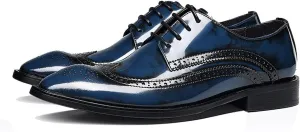 Men's Genuine Leather Wingtip Oxford Dress Shoes | Handcrafted Classic Brogue Derby for Formal, Wedding, Tuxedo & Business Casual Occasions