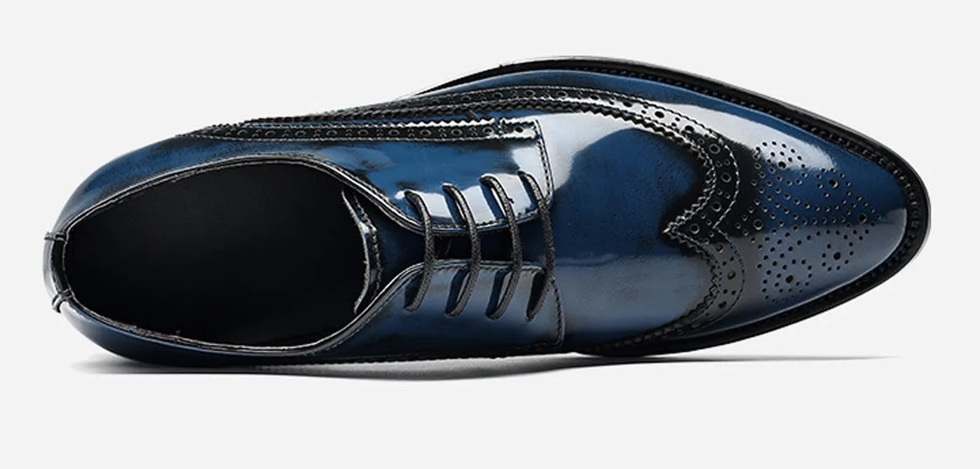 Men's Genuine Leather Wingtip Oxford Dress Shoes | Handcrafted Classic Brogue Derby for Formal, Wedding, Tuxedo & Business Casual Occasions