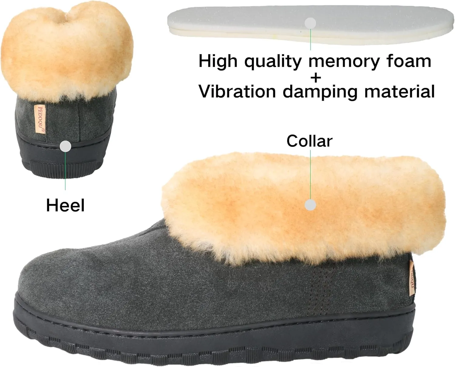 Men's Genuine Suede Genuine Shearling Indoor/Outdoor Foldover Boot