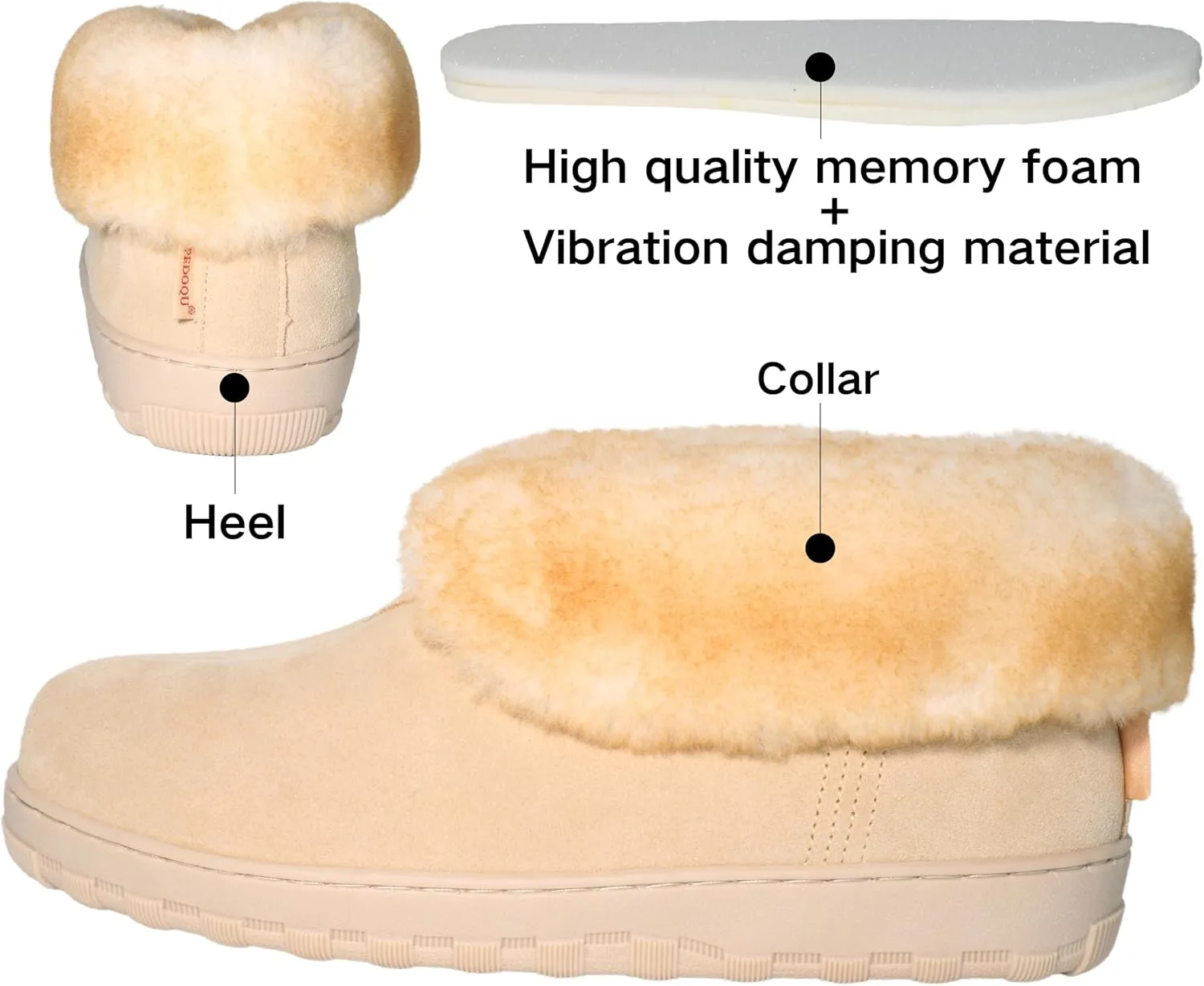 Men's Genuine Suede Genuine Shearling Indoor/Outdoor Foldover Boot
