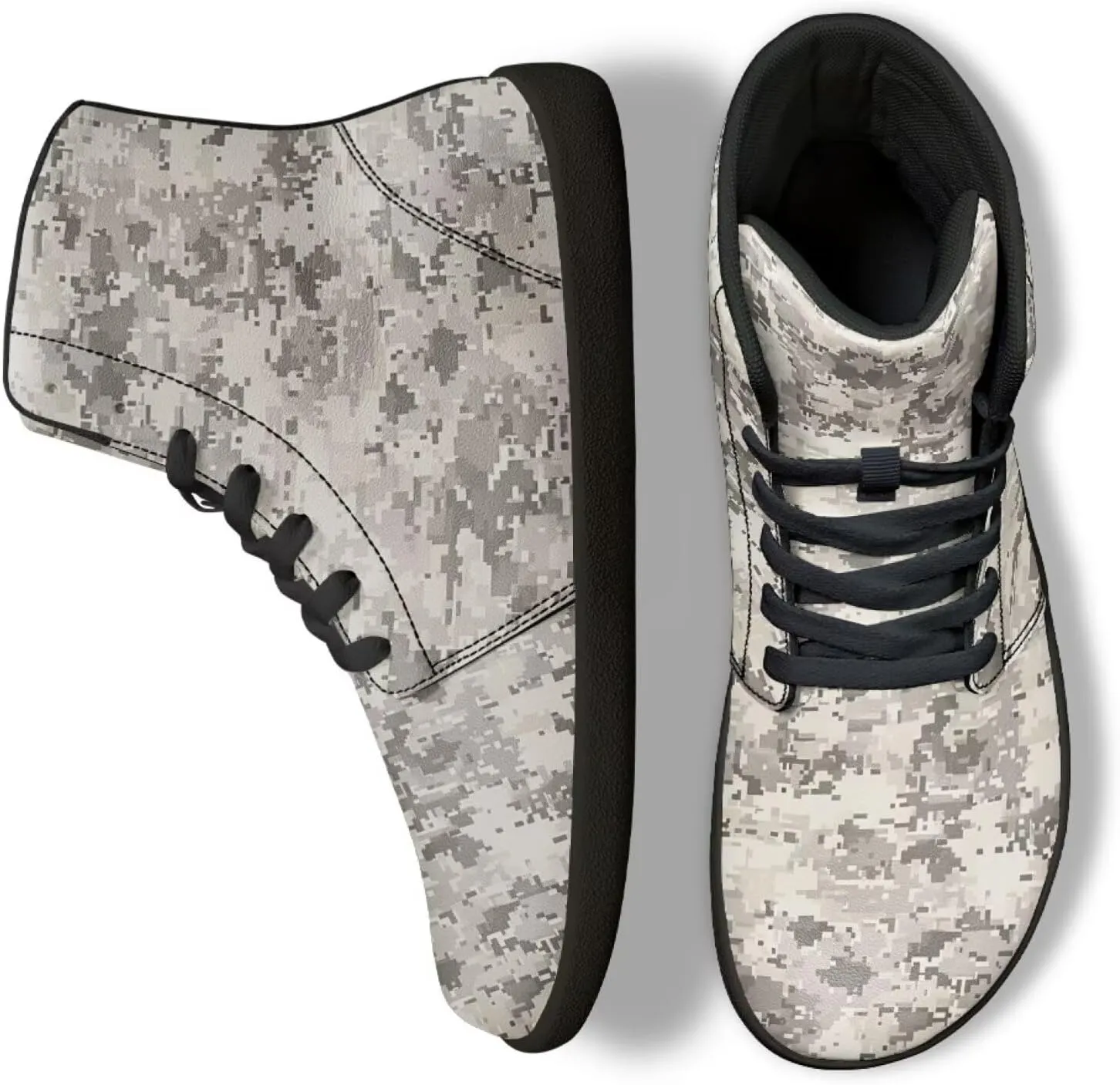 Men's High Top Camo Design Barefoot Travel Shoes, Zero-Drop, Non-Slip and Rubber Sole