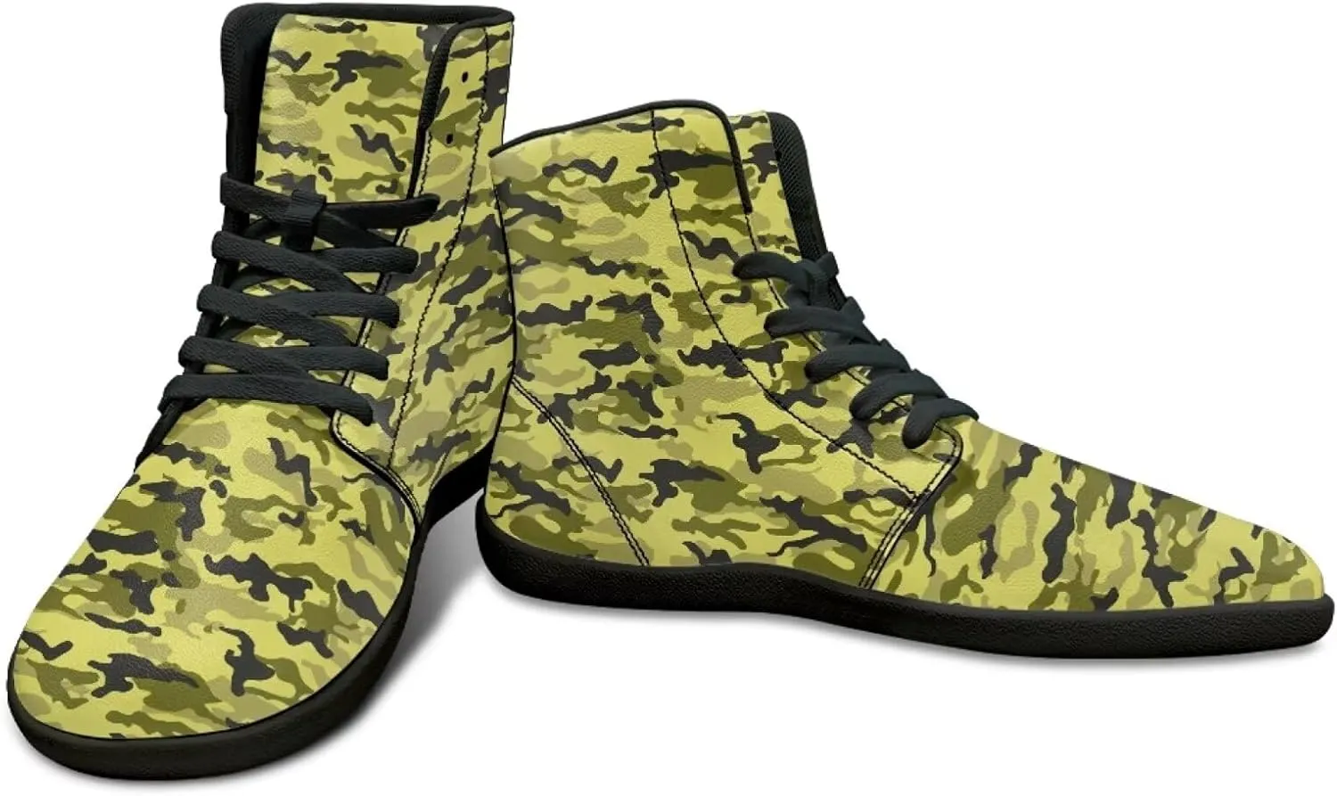 Men's High Top Camo Design Barefoot Travel Shoes, Zero-Drop, Non-Slip and Rubber Sole