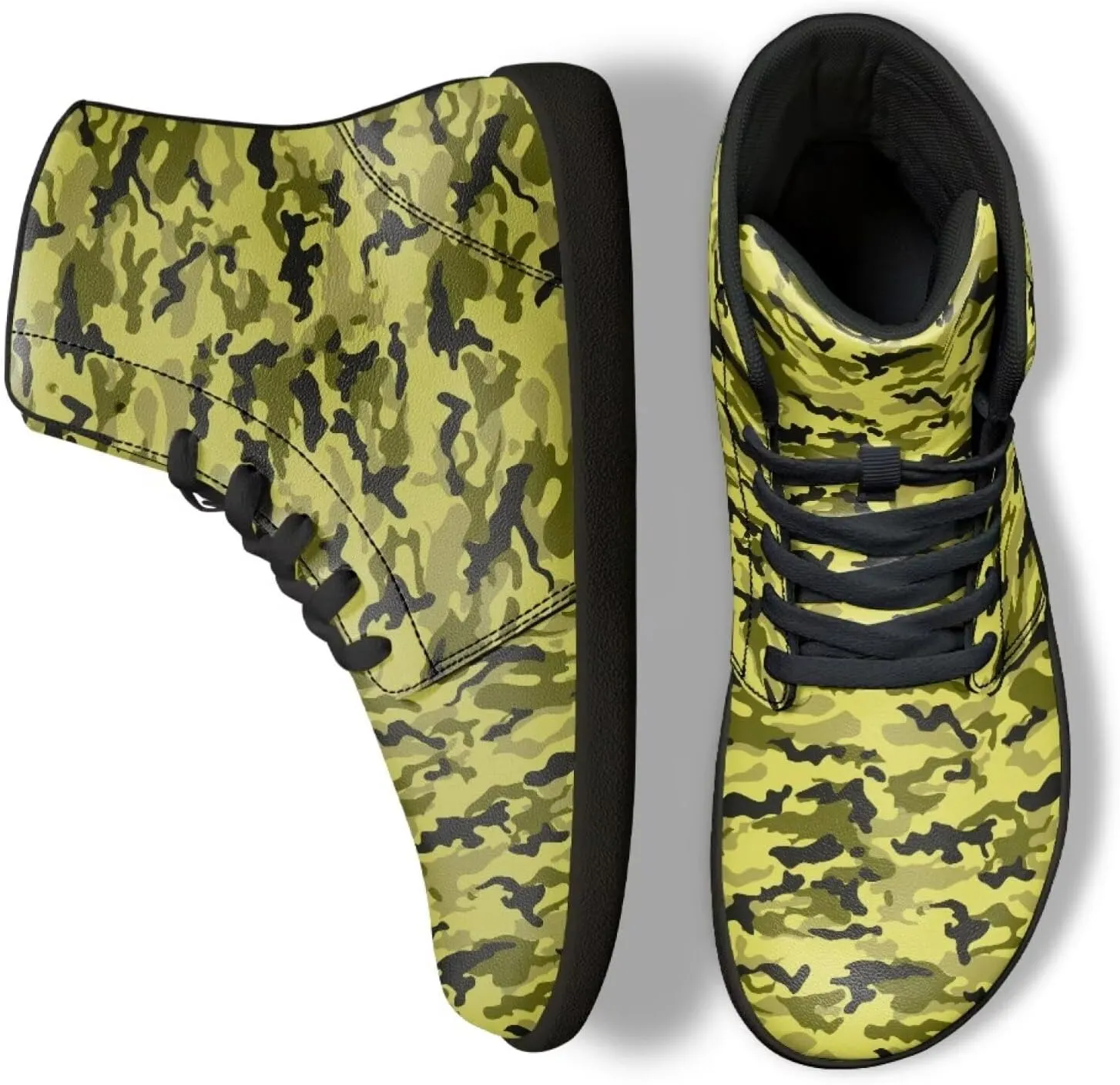 Men's High Top Camo Design Barefoot Travel Shoes, Zero-Drop, Non-Slip and Rubber Sole