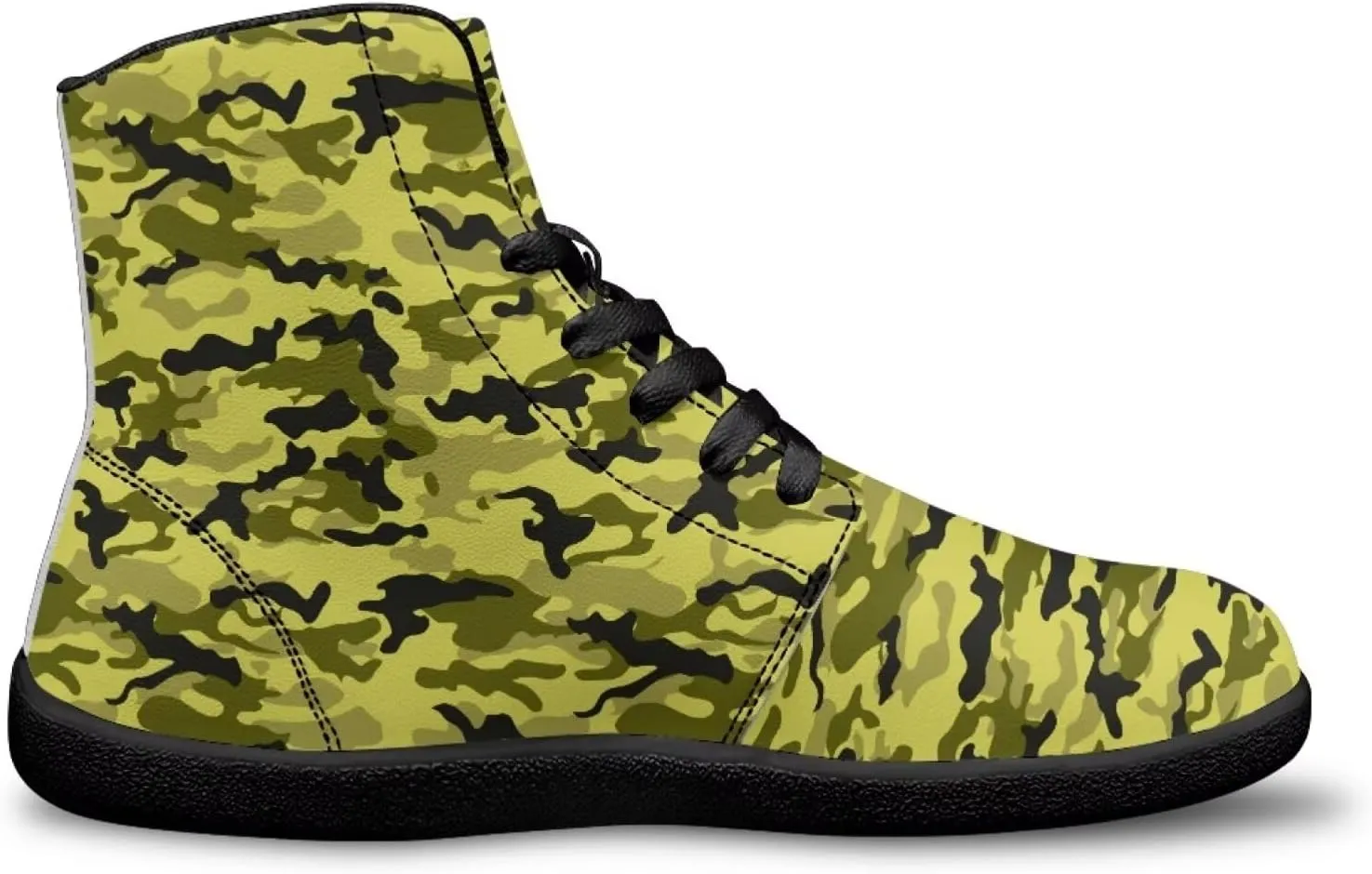 Men's High Top Camo Design Barefoot Travel Shoes, Zero-Drop, Non-Slip and Rubber Sole