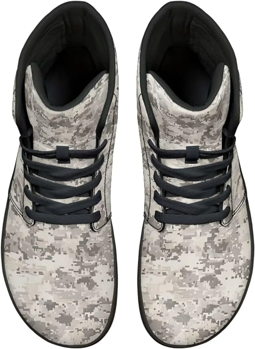 Men's High Top Camo Design Barefoot Travel Shoes, Zero-Drop, Non-Slip and Rubber Sole