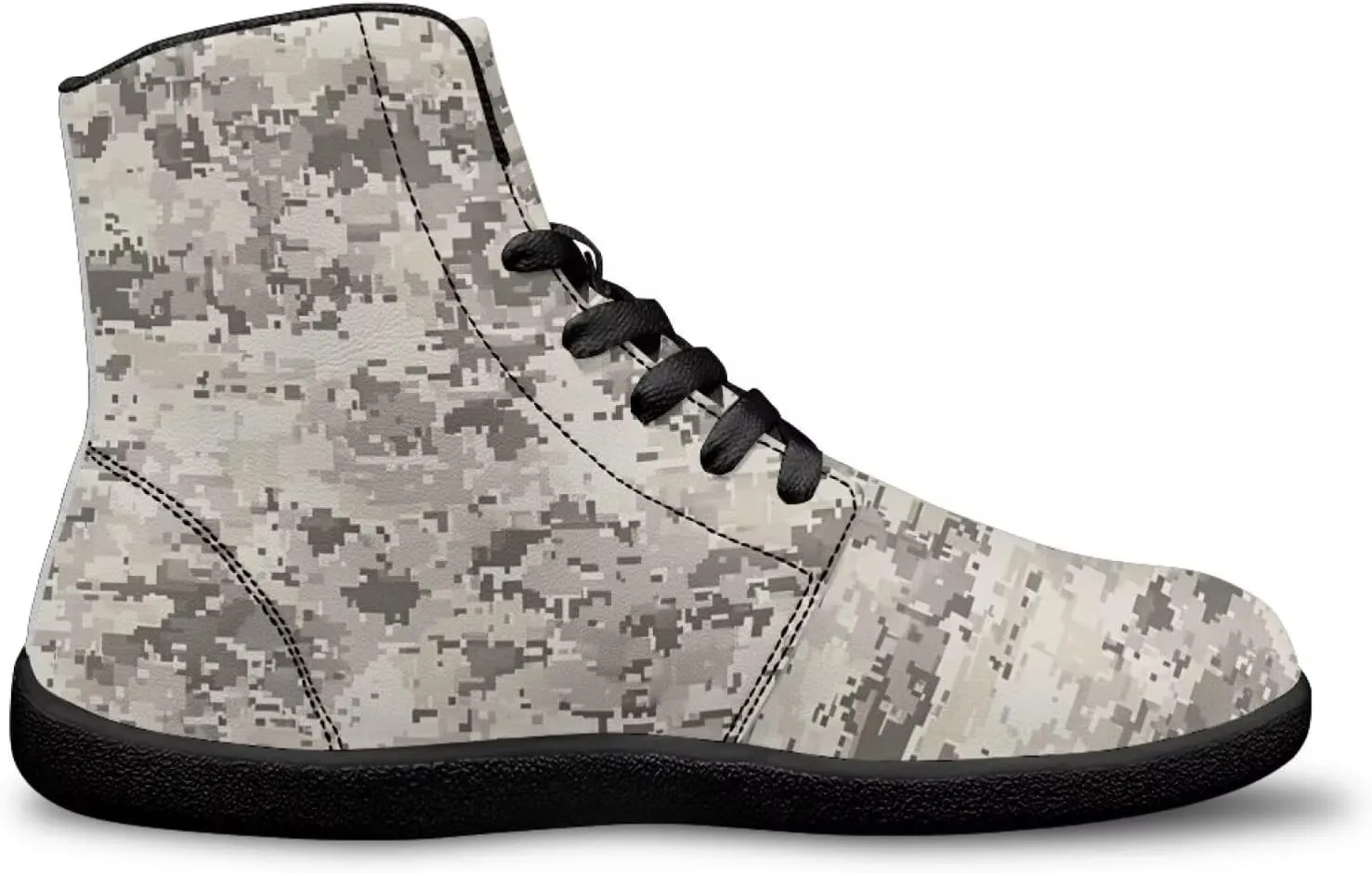 Men's High Top Camo Design Barefoot Travel Shoes, Zero-Drop, Non-Slip and Rubber Sole