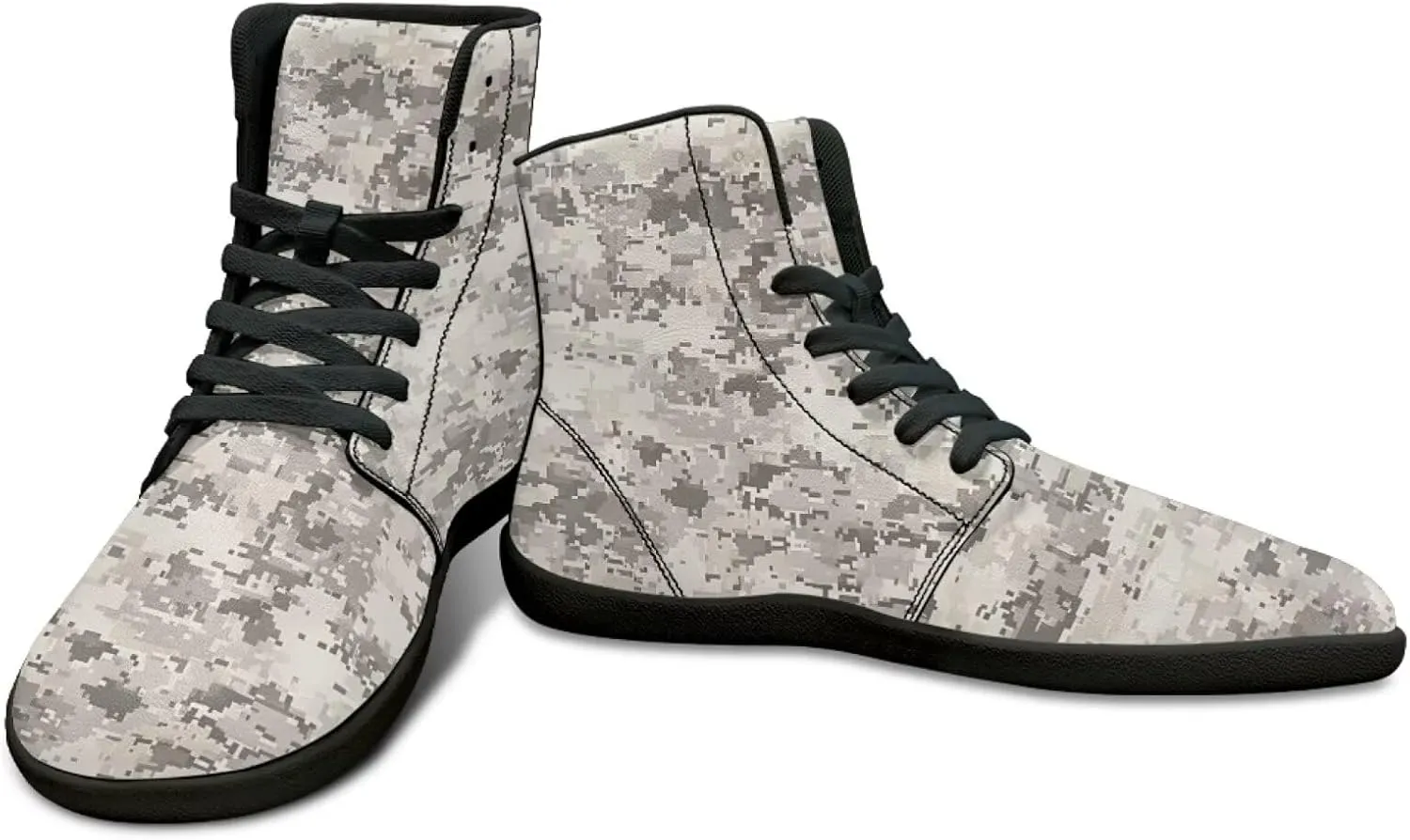 Men's High Top Camo Design Barefoot Travel Shoes, Zero-Drop, Non-Slip and Rubber Sole