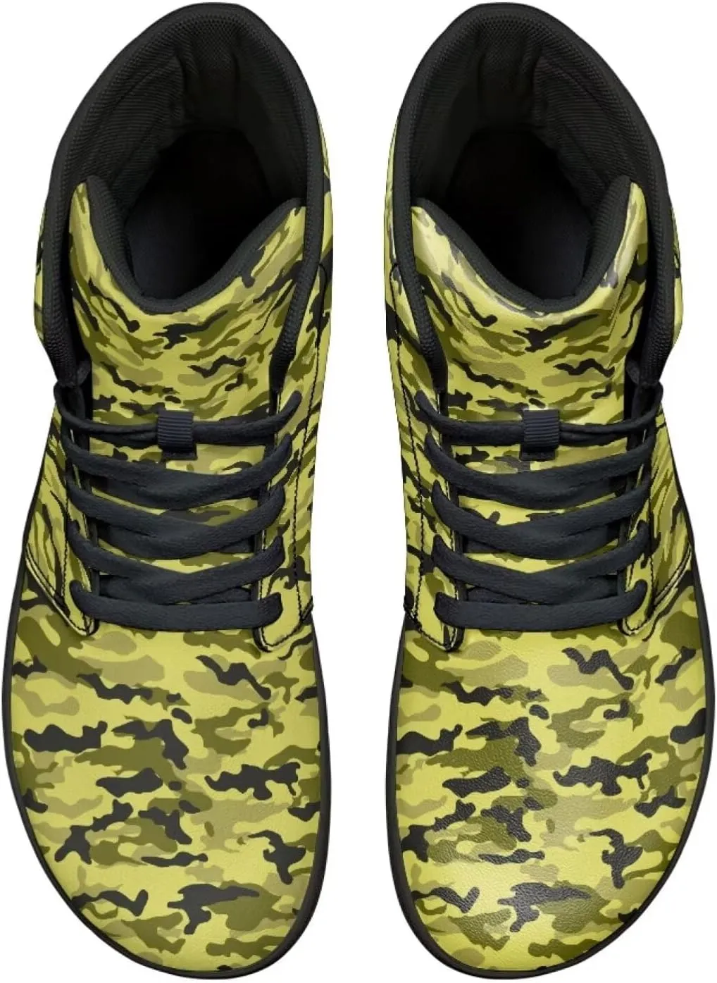 Men's High Top Camo Design Barefoot Travel Shoes, Zero-Drop, Non-Slip and Rubber Sole
