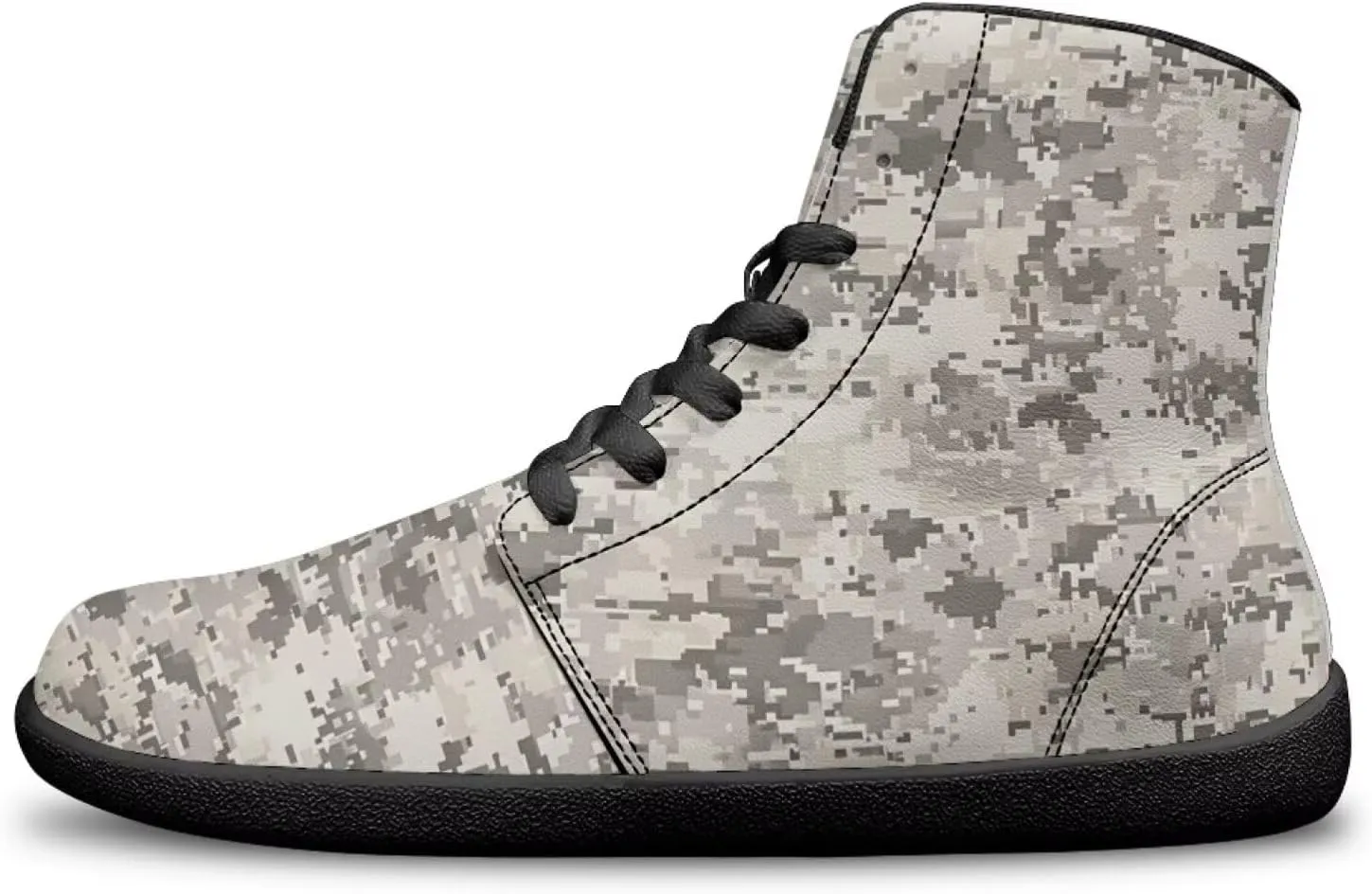 Men's High Top Camo Design Barefoot Travel Shoes, Zero-Drop, Non-Slip and Rubber Sole
