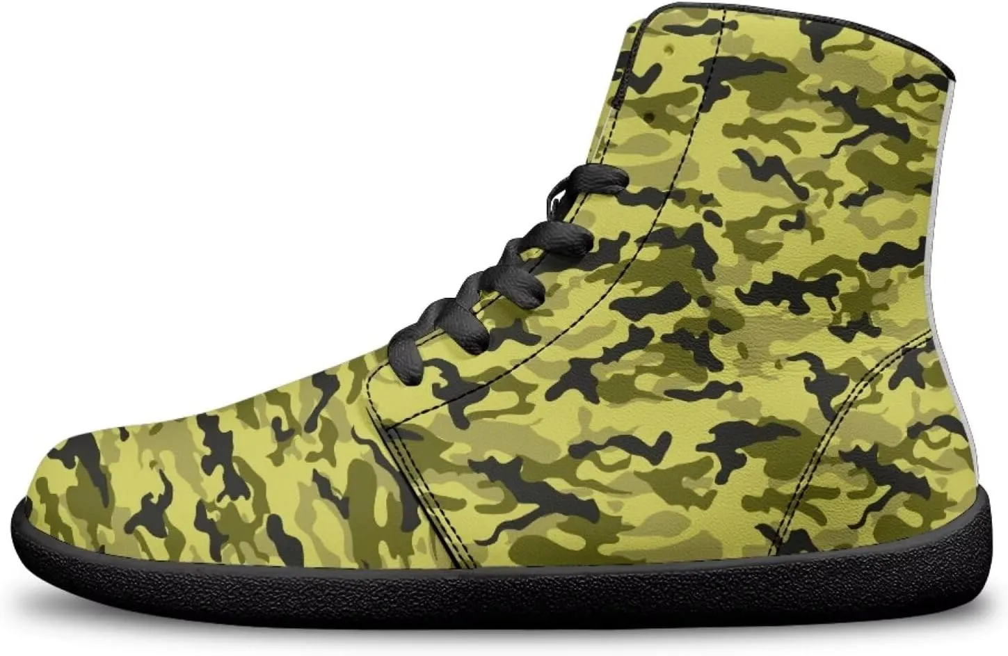 Men's High Top Camo Design Barefoot Travel Shoes, Zero-Drop, Non-Slip and Rubber Sole