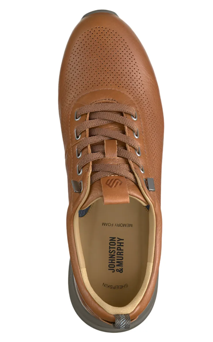 MEN'S JOHNSTON & MURPHY KINNON PERFORATED JOGGER | DARK TAN