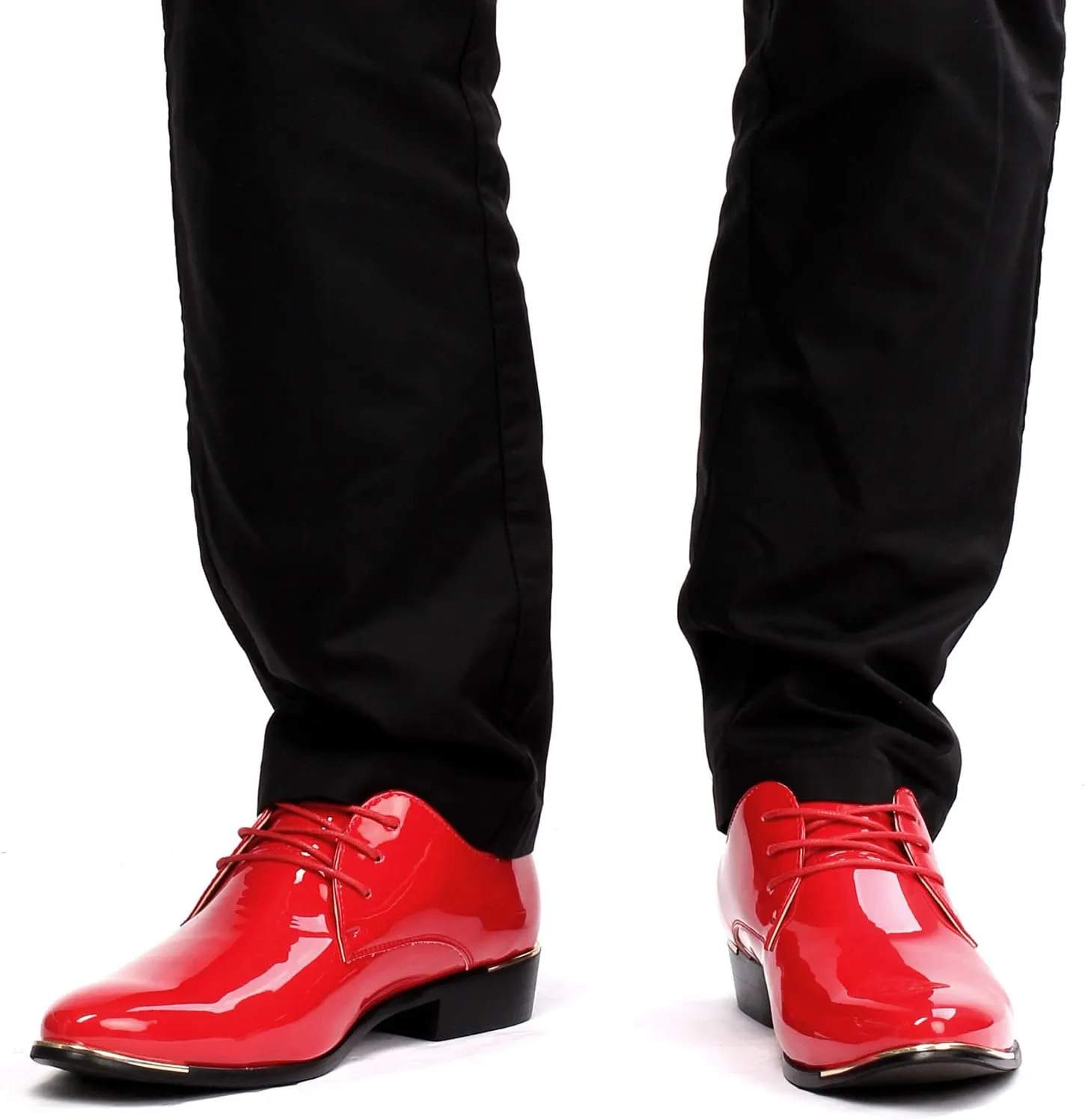 Men's Lace-Up Oxford Patent Leather Pointed Toe Business Formal Wedding Dress Shoes