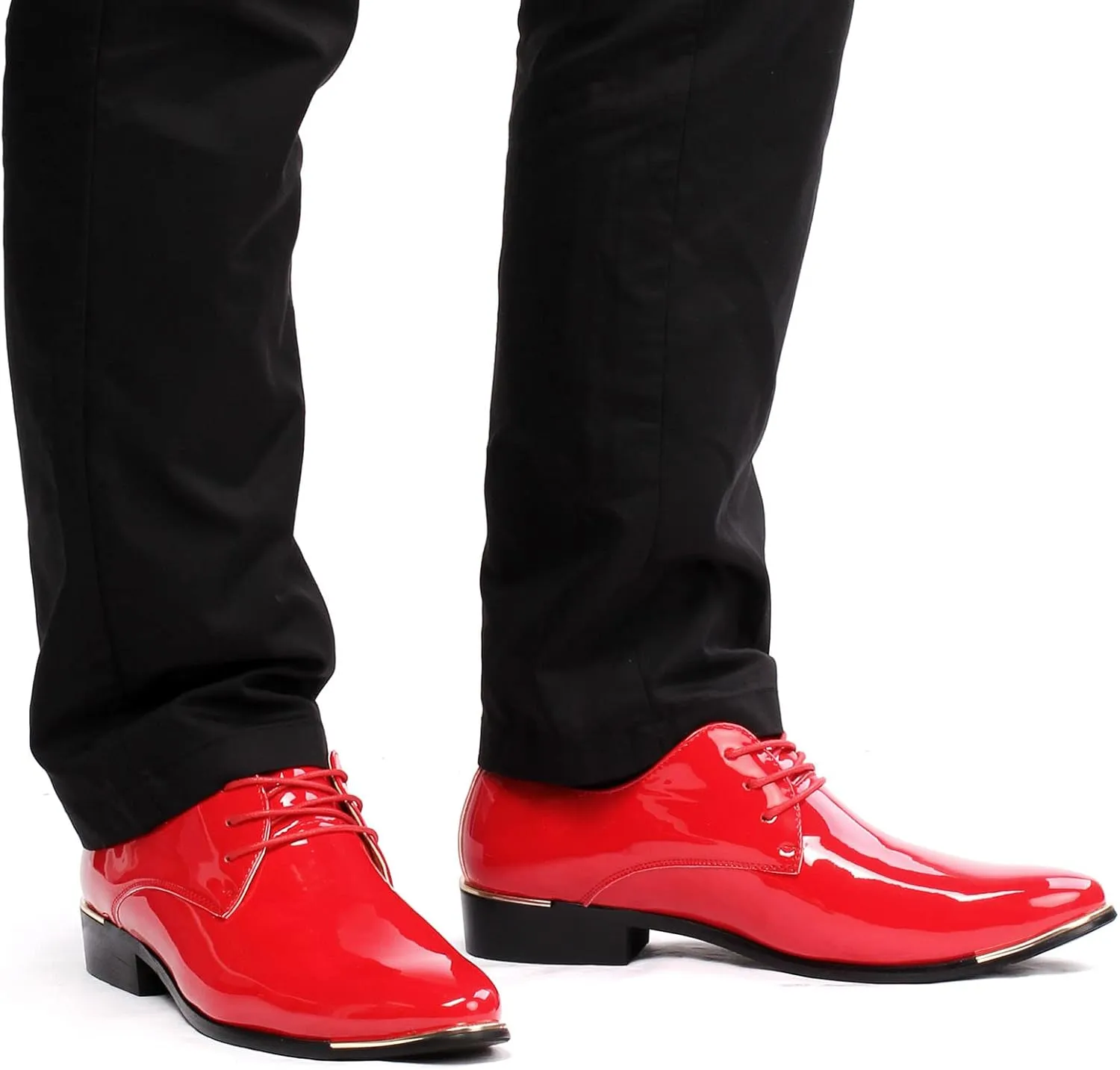 Men's Lace-Up Oxford Patent Leather Pointed Toe Business Formal Wedding Dress Shoes