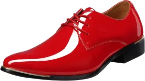Men's Lace-Up Oxford Patent Leather Pointed Toe Business Formal Wedding Dress Shoes