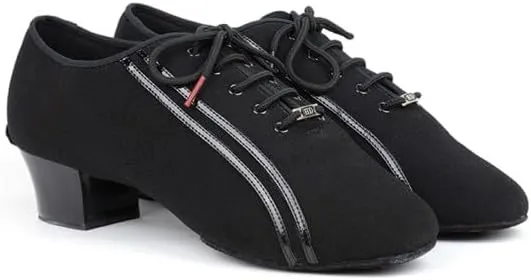 Men's Latin Dance Shoes BDdance Salsa Tango Jazz Waltz Ballroom Shoes for Men Teaching Training Canvas #467 Black, 6-14