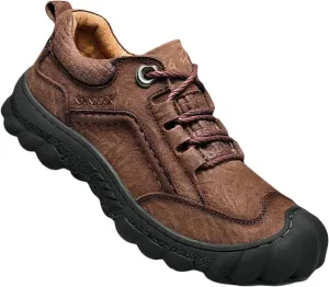 Mens Leather Hiking Shoes Breathable Outdoor Walking Trekking Shoes Spring Summer Autumn