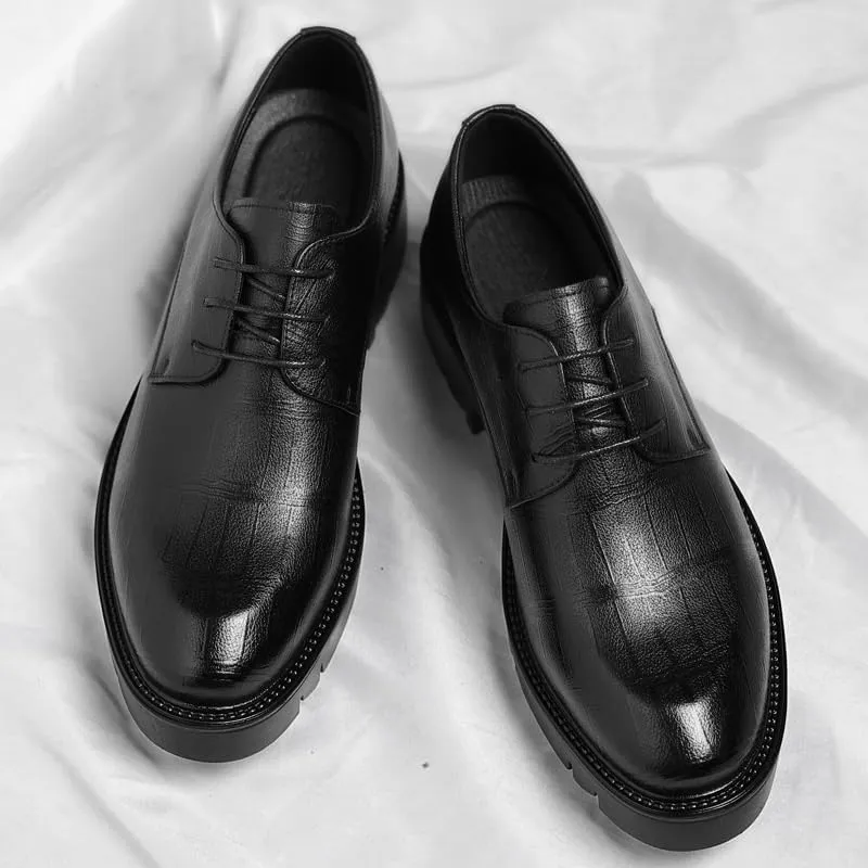 Mens Leather Shoes Fashion Classic Business Lace Up Dress Shoes All-Day Comfort Casual Walking Shoes Office Flats(8)