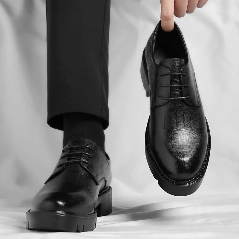 Mens Leather Shoes Fashion Classic Business Lace Up Dress Shoes All-Day Comfort Casual Walking Shoes Office Flats(8)