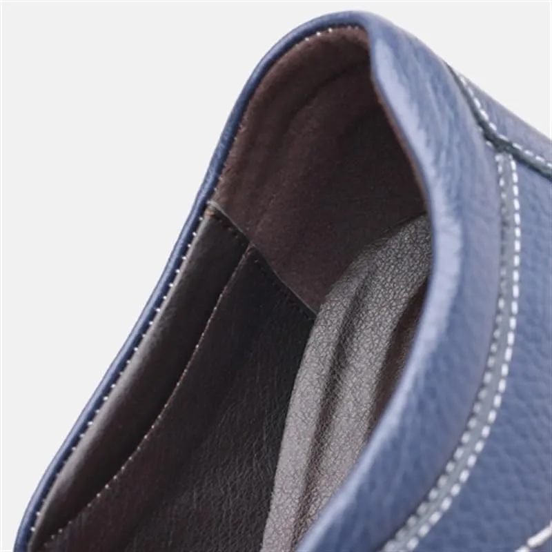 Men's Leather Shoes Slip-on Lightweight Casual Sport Shoes Breathable Non-Slip Flat Handmade Stitching Daily Wear Stylish Trendy Versatile Shoes