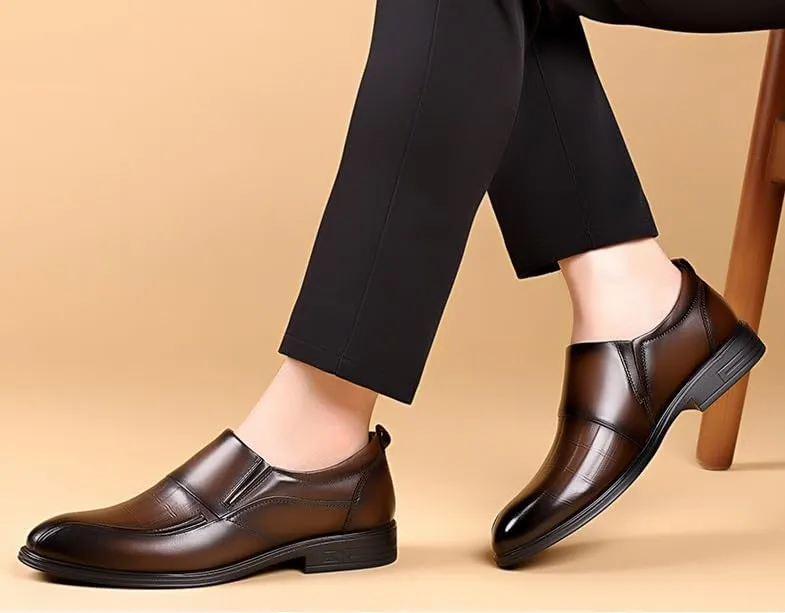 Men's Loafers Dress Shoes Men Casual Genuine Leather Slip On Shoes Wedding Business Fashion Tuxedo Shoes for Men