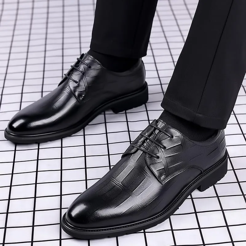 Mens Loafers Leather Pointed Toe Lightweight All-Day Comfort Non-Slip Soft Sole Penny Business