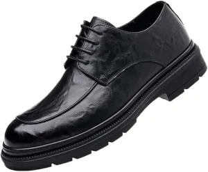 Mens Loafers Trends All-Day Comfort Classic Patent Leather Shoes Comfortable Round Toe Lace Up Loafers
