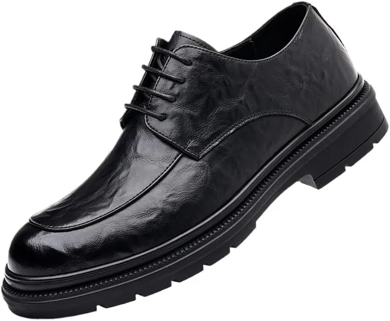 Mens Loafers Trends All-Day Comfort Classic Patent Leather Shoes Comfortable Round Toe Lace Up Loafers