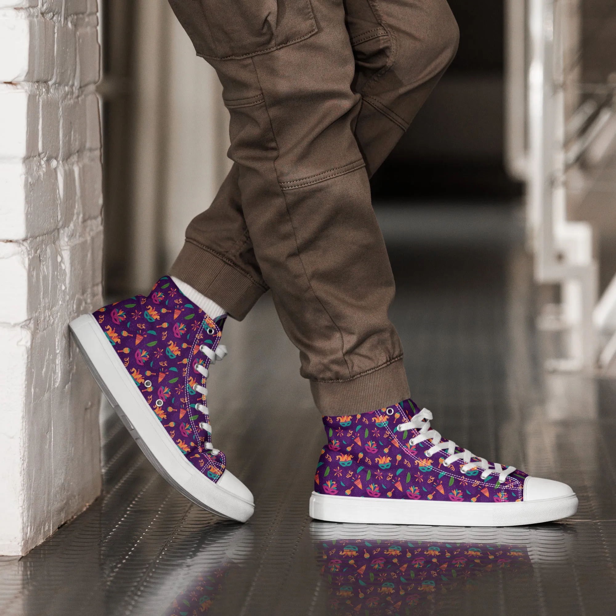 Men's Mardi Gras High Top Canvas Shoes