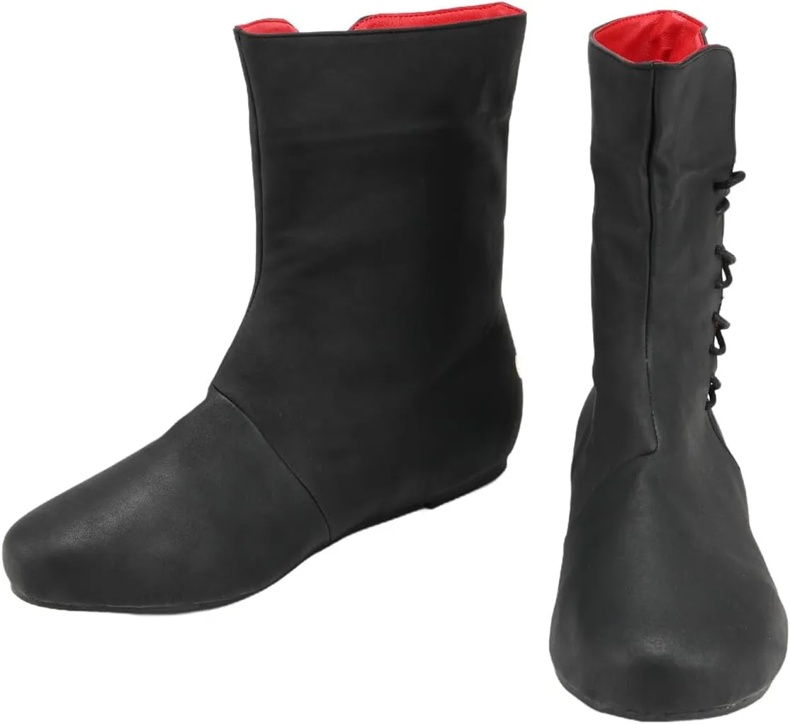Mens Medieval Renaissance Cosplay Boots Halloween PU Leather Vintage Pirate Viking Shoes
