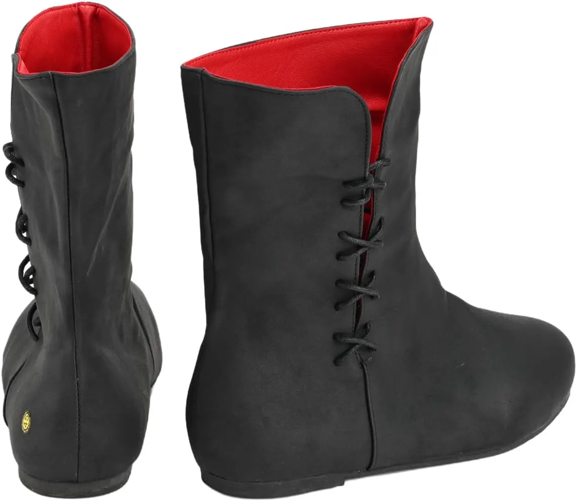 Mens Medieval Renaissance Cosplay Boots Halloween PU Leather Vintage Pirate Viking Shoes