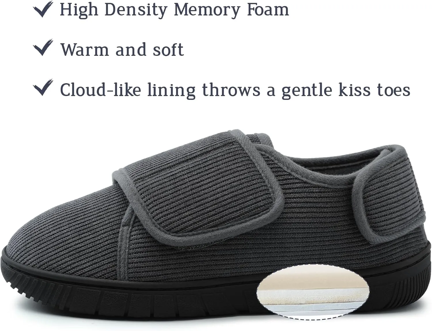 Mens Memory Foam Diabetic Slippers Comfy with Coral Fleece Lining for Arthritis Edema Swollen Feet House Shoes for Men