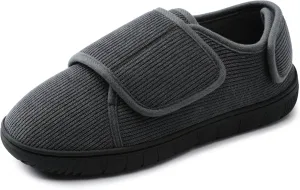 Mens Memory Foam Diabetic Slippers Comfy with Coral Fleece Lining for Arthritis Edema Swollen Feet House Shoes for Men