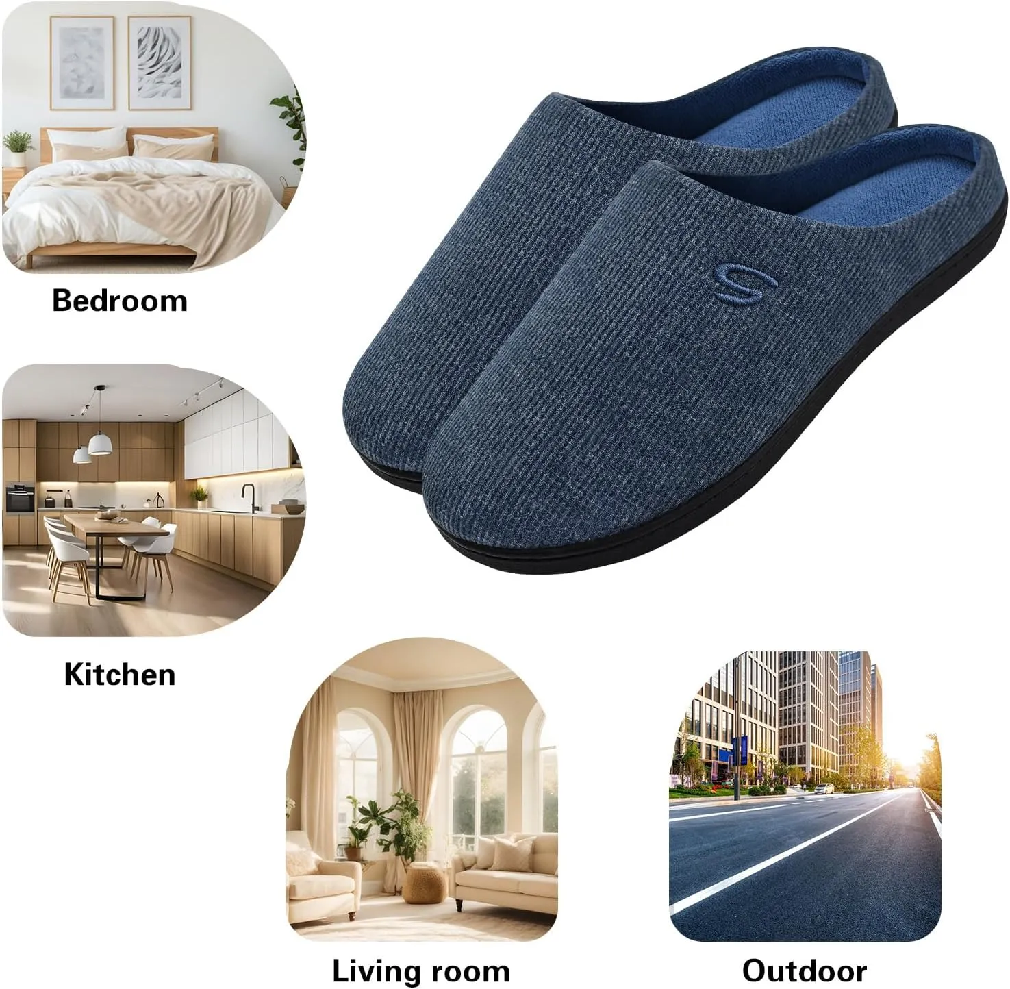 Men's Memory Foam Slippers, Comfy House Shoes, Cozy Men's Slippers with Warm Soft Coral Fleece Lining