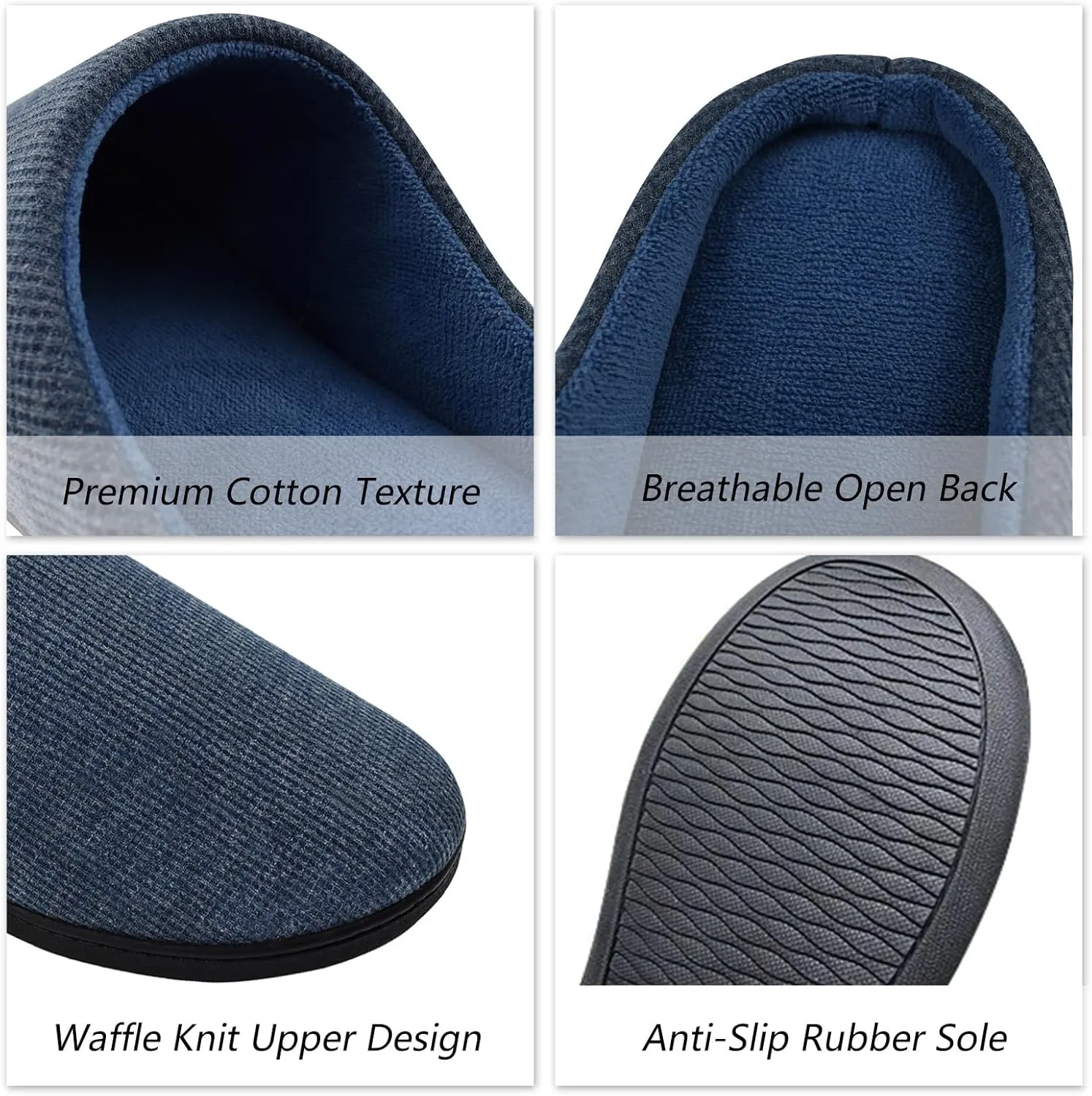 Men's Memory Foam Slippers, Comfy House Shoes, Cozy Men's Slippers with Warm Soft Coral Fleece Lining