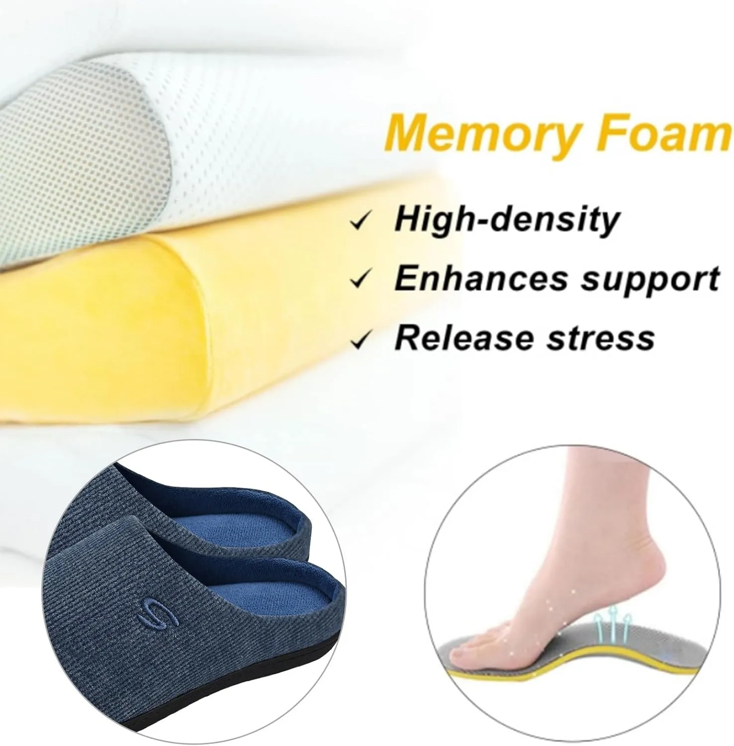 Men's Memory Foam Slippers, Comfy House Shoes, Cozy Men's Slippers with Warm Soft Coral Fleece Lining