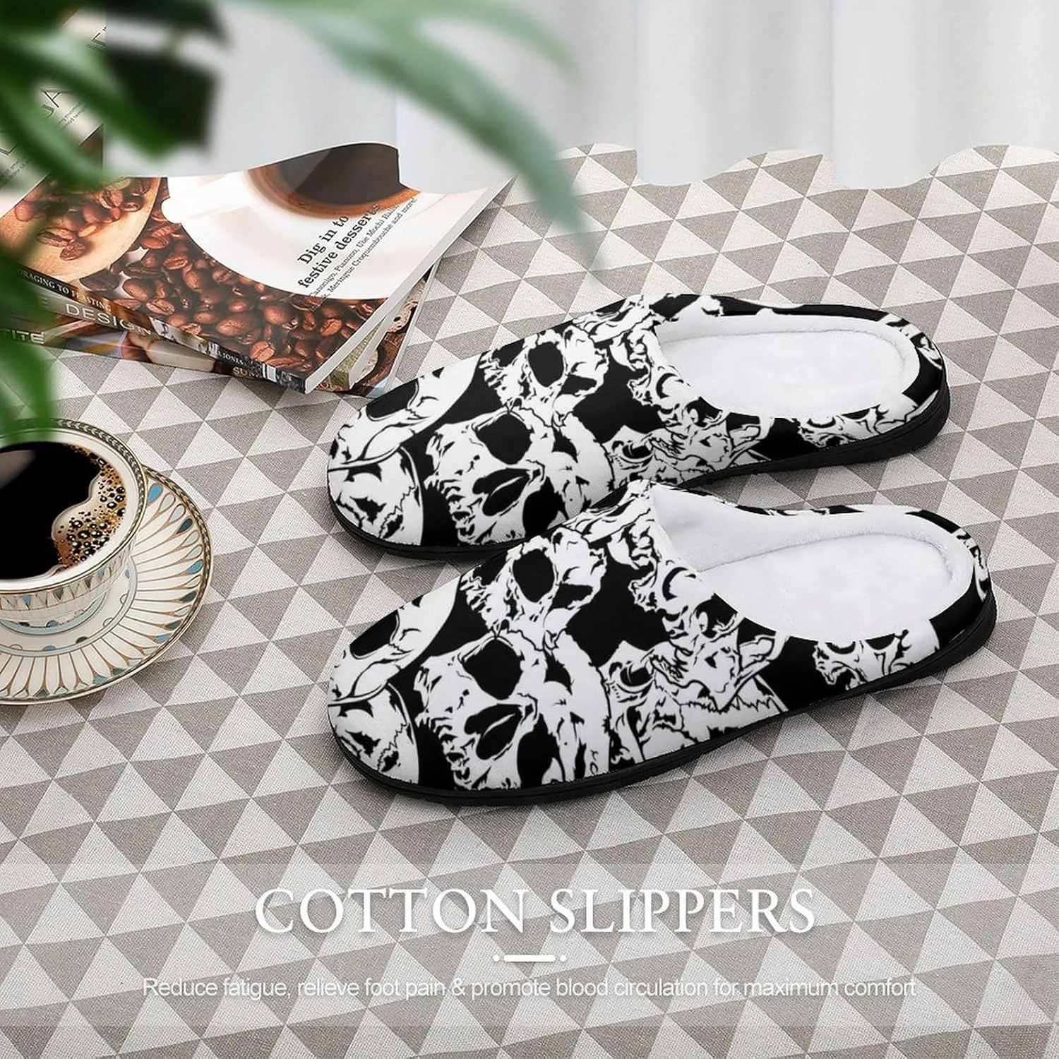Men's Memory Foam Slippers, Cozy Warm House Cotton Slippers Indoor Outdoor Winter Bedroom Shoes for Men