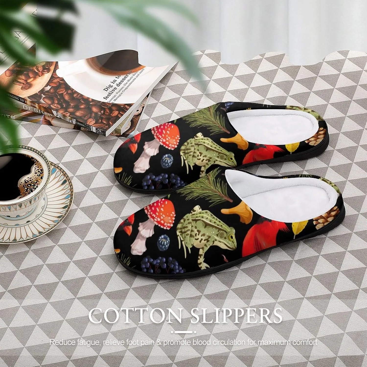 Men's Memory Foam Slippers, Cozy Warm House Cotton Slippers Indoor Outdoor Winter Bedroom Shoes for Men