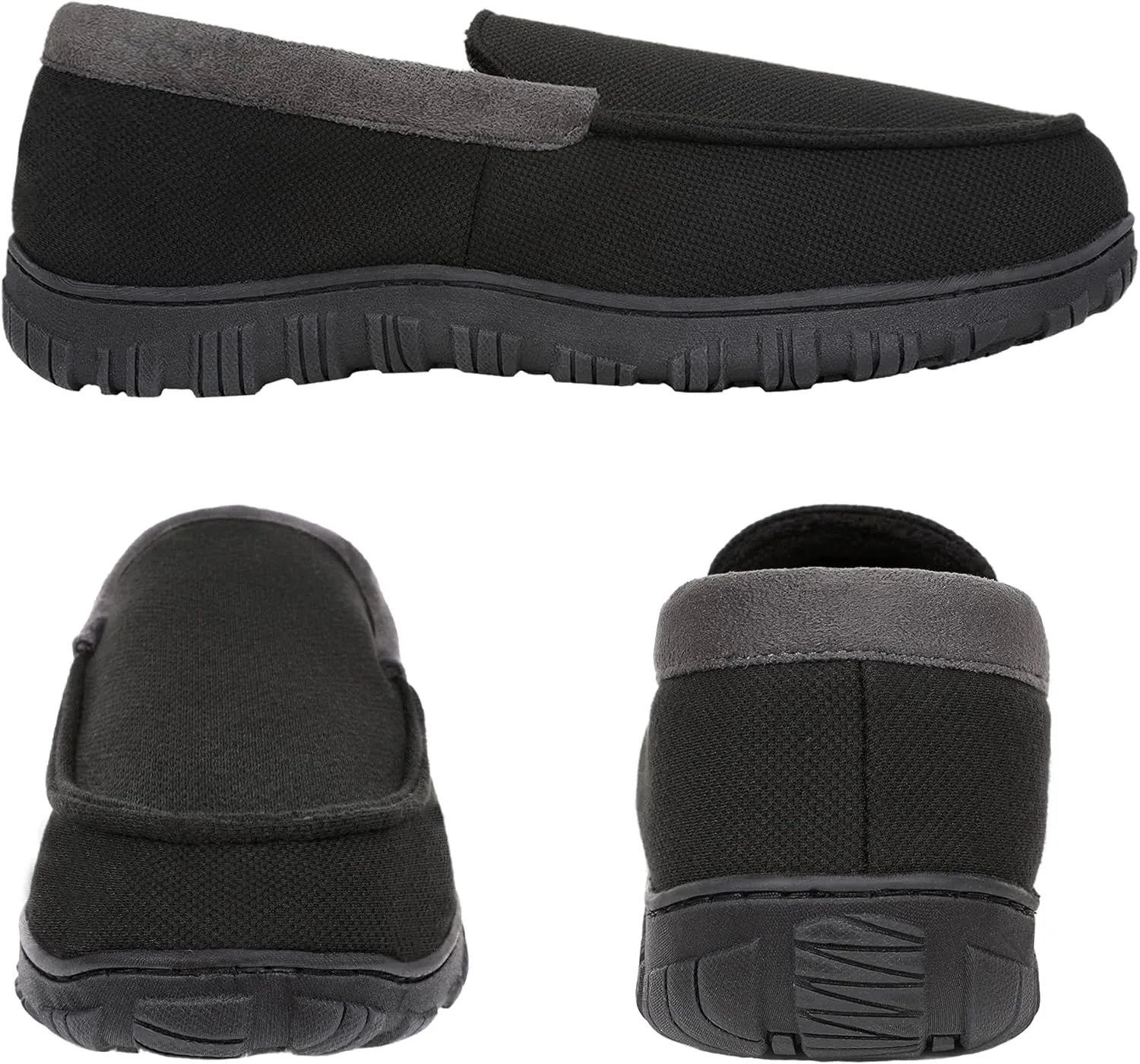 Mens Moccasin Slippers Indoor Outdoor Size Nonslip Memory Foam Shoes with Rubber Bottom