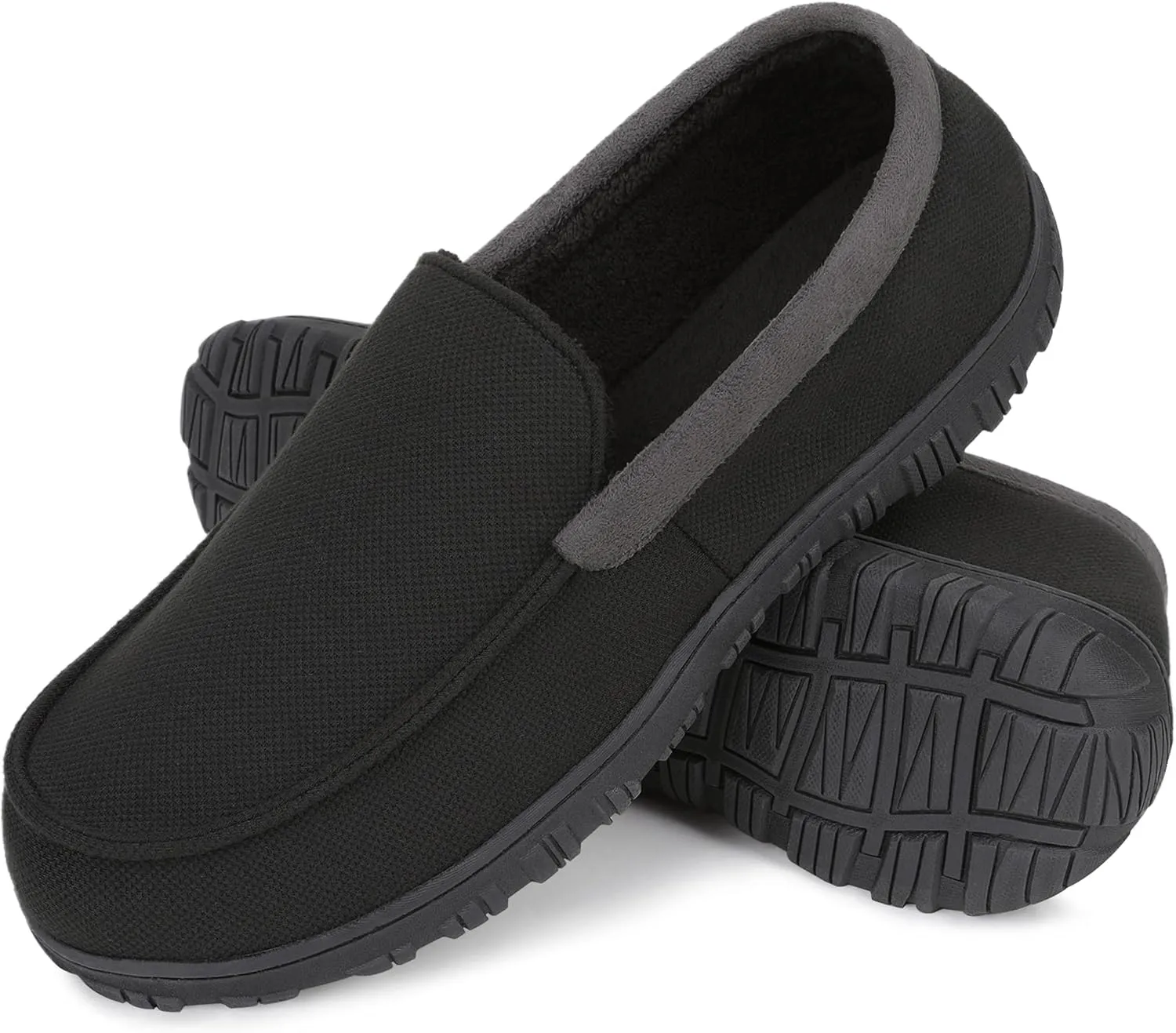 Mens Moccasin Slippers Indoor Outdoor Size Nonslip Memory Foam Shoes with Rubber Bottom