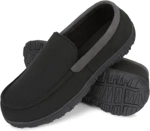 Mens Moccasin Slippers Indoor Outdoor Size Nonslip Memory Foam Shoes with Rubber Bottom