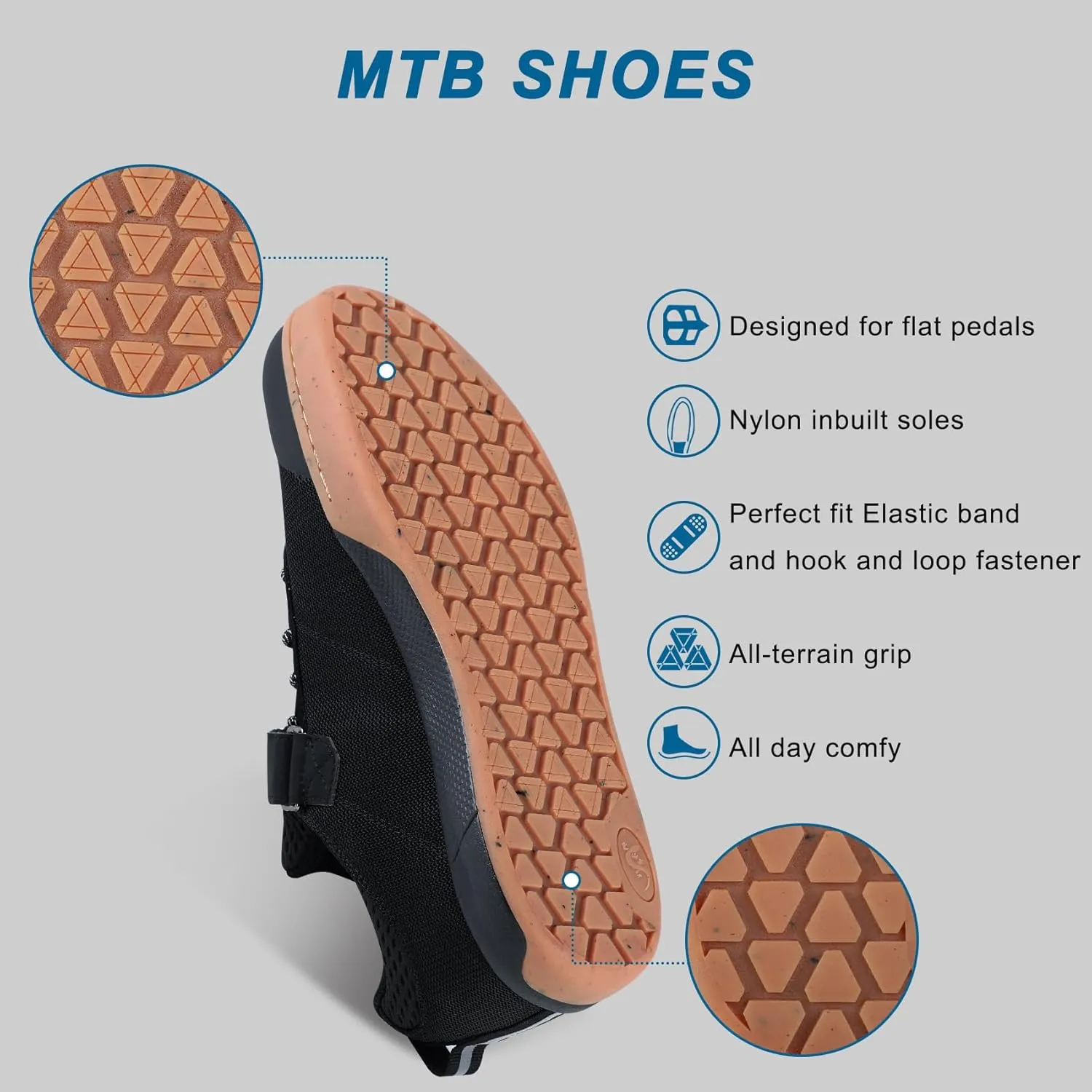 Men's Mountain Bike Shoes Elastic Closure | Lightweight, Waterproof, Breathable MTB Shoes
