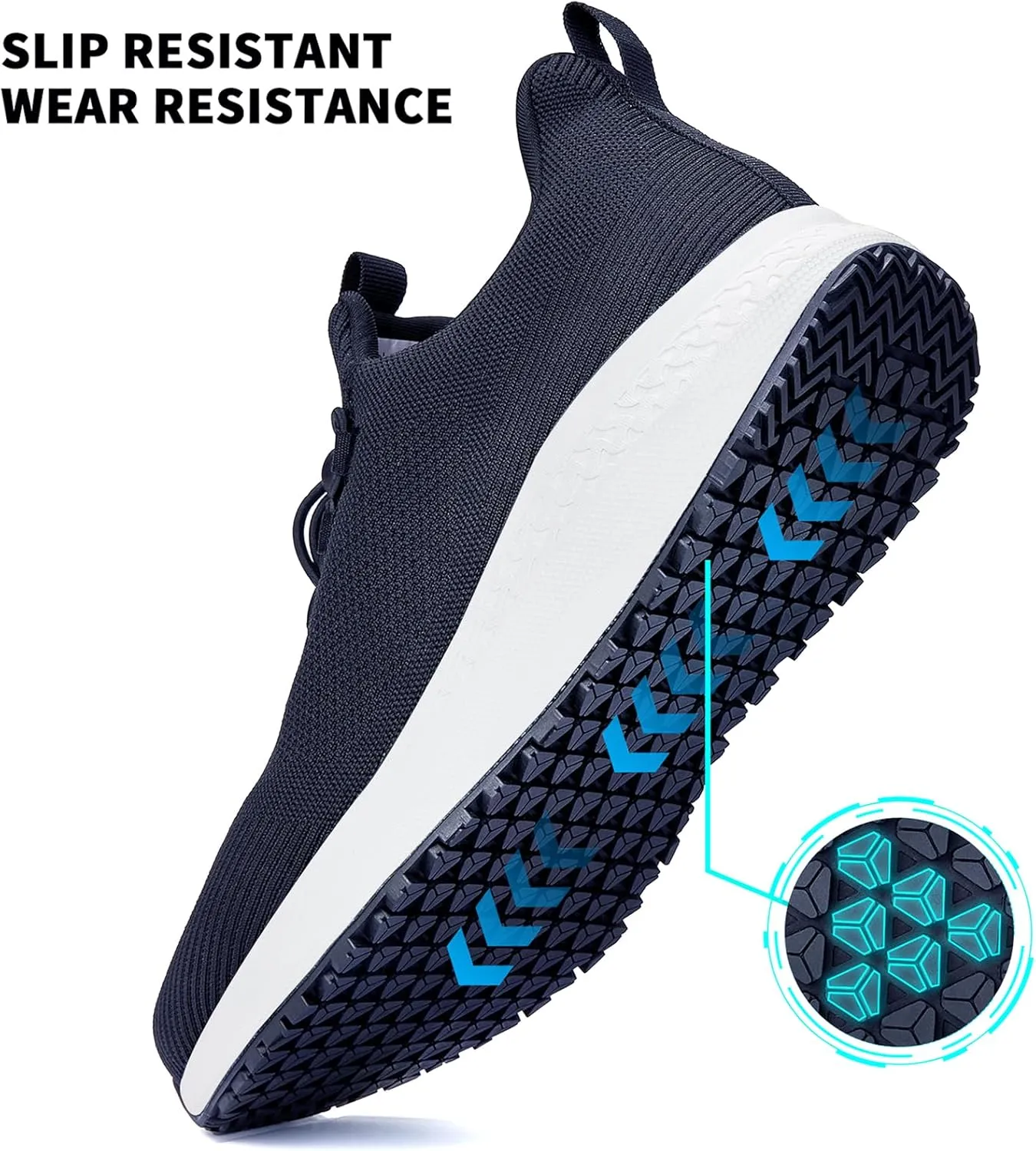 Mens Non Slip Work Shoes Slip On Water Resistant Chef Shoe for Restaurant Kitchen Food Service Working Waterproof Walking Sneakers Breathable and Lightweight
