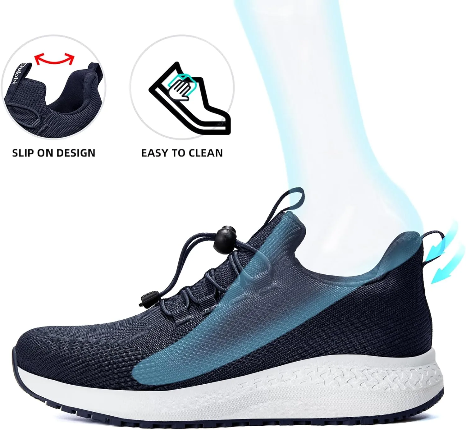 Mens Non Slip Work Shoes Slip On Water Resistant Chef Shoe for Restaurant Kitchen Food Service Working Waterproof Walking Sneakers Breathable and Lightweight